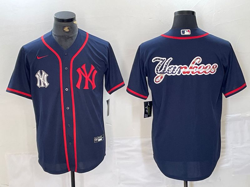 Men New York Yankees Blank Blue Third generation joint name Nike 2024 MLB Jersey style 3->new york yankees->MLB Jersey